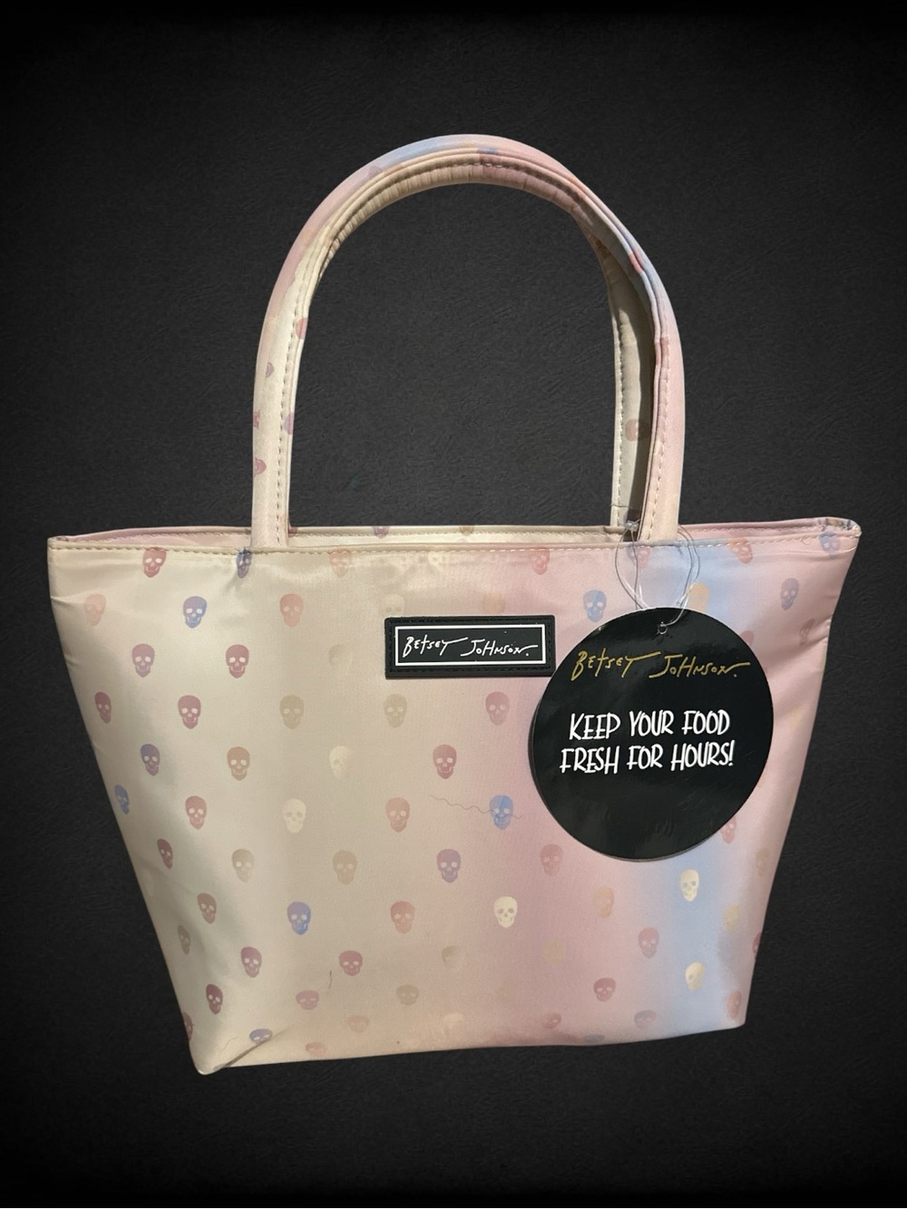 Betsey Johnson rainbow skull ombre lunch bag​